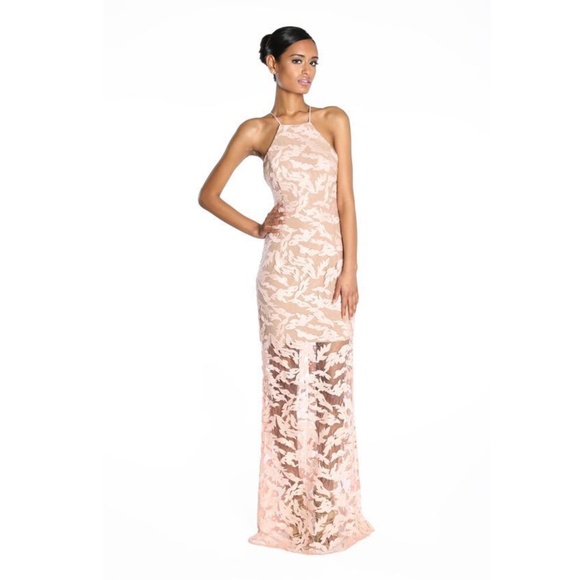 NEW! $418 ABS by Allen Schwartz Embroidered Lace Gown Apricot [SZ Small ]‎ - Picture 5 of 7